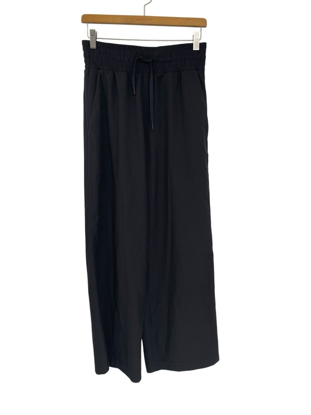 Spanx On The Move Wide Leg Pants Black Blue Side Stripe Accent Size Small
